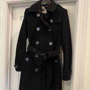 Burberry Black Double-Breasted Wool Coat S Great Condition